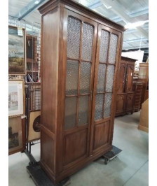 BIBLIOTHÈQUE VITRÉE BOIS MOULURÉ 2 PORTES 