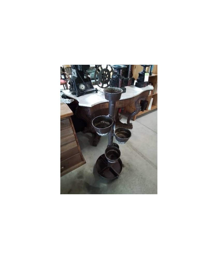 PORTE PLANTE A ROULETTES RESINE MARRON SIMO ITALY 5 POTS ANNÉES 70