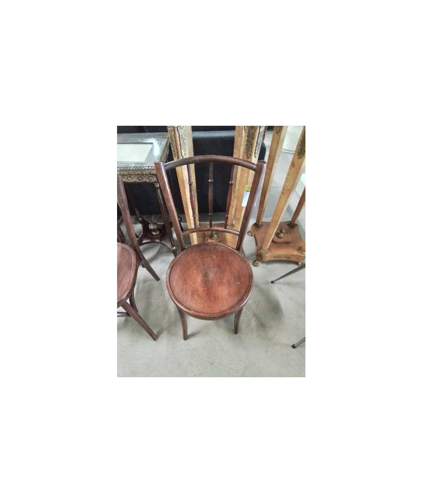 CHAISE BISTROT BOIS BOIS COURBÉ DOSSIER 3 BARREAUX ANNÉES 50