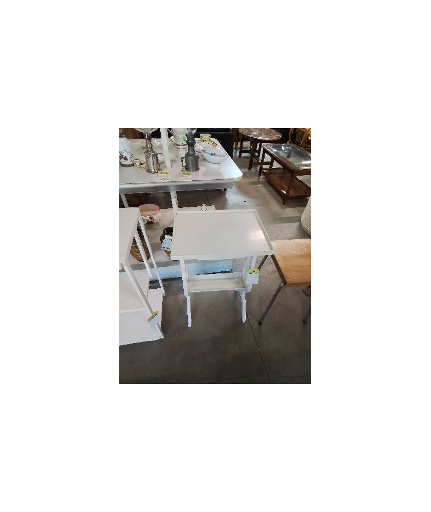CONSOLE LYRE 1 TIROIR BOIS PEINT ECRU