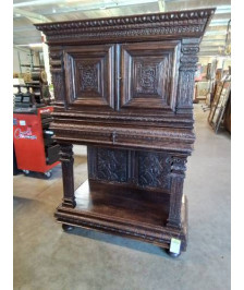 CREDENCE SCULPTEE  2 PORTES 1 TIROIR FIN XIXE 