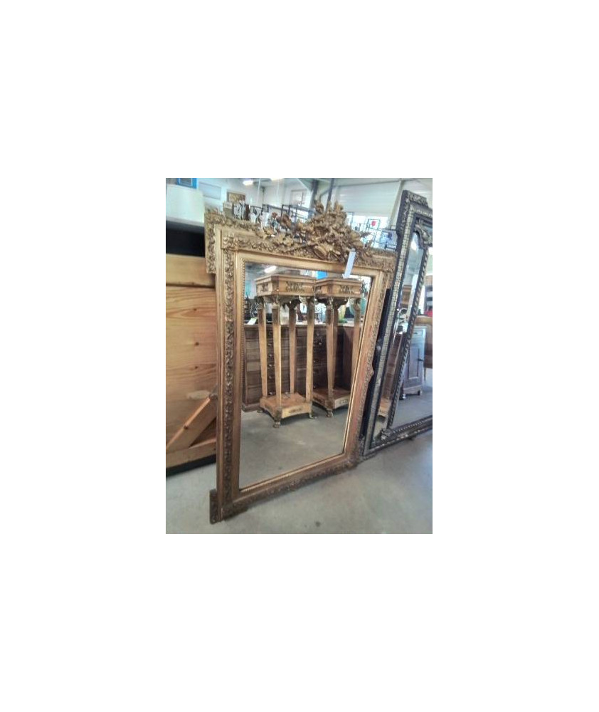 MIROIR STYLE LOUIS XVI BOIS ET STUC DORÉ FIN XIXE 87X123
