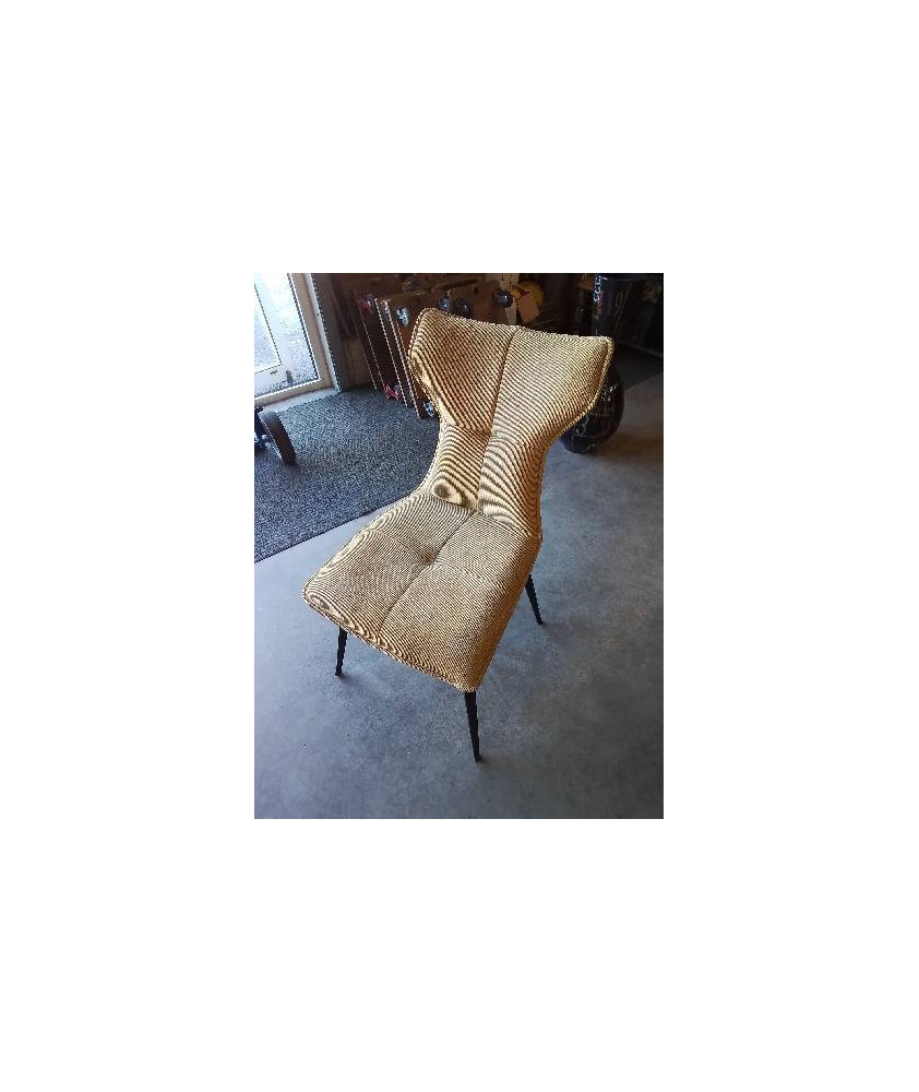 CHAISE PIVOTANTE PIÈTEMENT MÉTAL NOIR ASSISE TISSU JAUNE