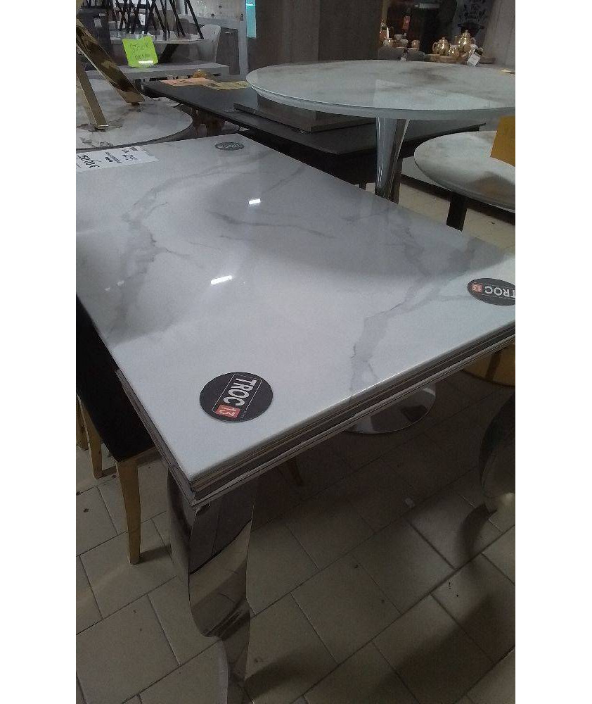 TABLE BAROQUE 150 PIED ARGENTE