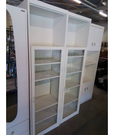 BIBLIOTHÈQUE VITRÉE 1 PORTE 1 NICHE BOIS ÉCRU 