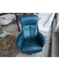 FAUTEUIL CUIR RELAX BLEU