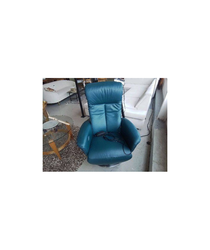 FAUTEUIL CUIR RELAX BLEU