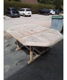 TABLE DE JARDIN OCTOGONAL EXTENSIBLE TECK