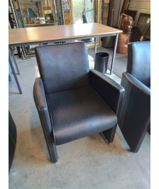 FAUTEUIL A ROULETTES PU NOIR 