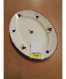PLAT OVALE CÉRAMIQUE AUX FLEURS DIGOIN SARREGUEMINES 