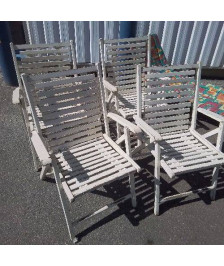 FAUTEUIL PLIANT EXTÉRIEUR BLANC LOT DE 4