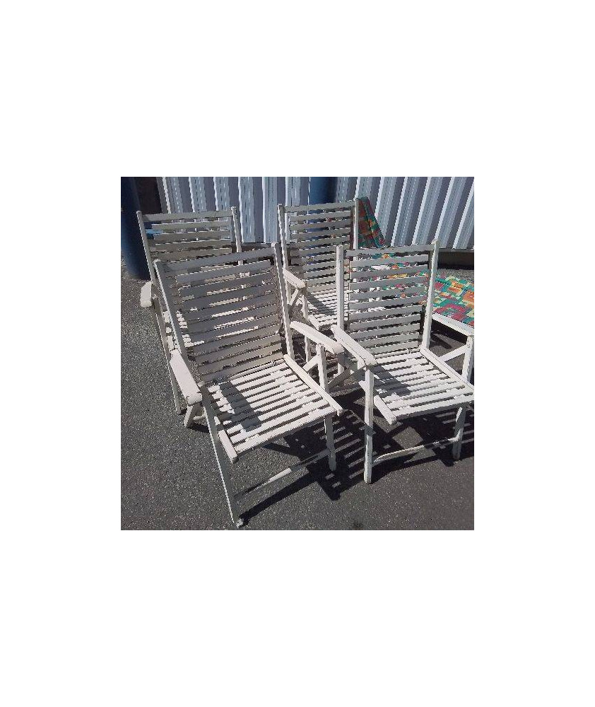 FAUTEUIL PLIANT EXTÉRIEUR BLANC LOT DE 4