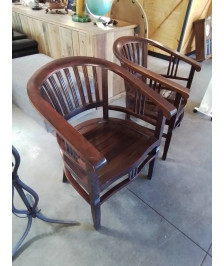 FAUTEUIL STYLE COLONIAL BOIS EXOTIQUE 