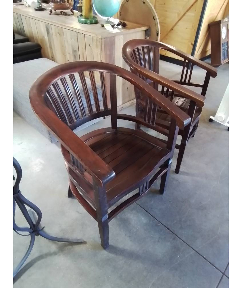 FAUTEUIL STYLE COLONIAL BOIS EXOTIQUE 