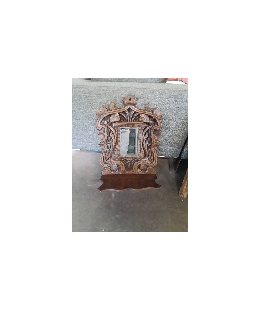 CONSOLE MURALE MIROIR BOIS SCULPTÉ FIN XIXE