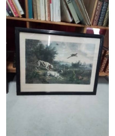 GRAVURE SCÈNE DE CHASSE DIANE ET BLONDE CHIENNES DE LOUIS XIV GRAVEUR EDOUARD WILLMANN