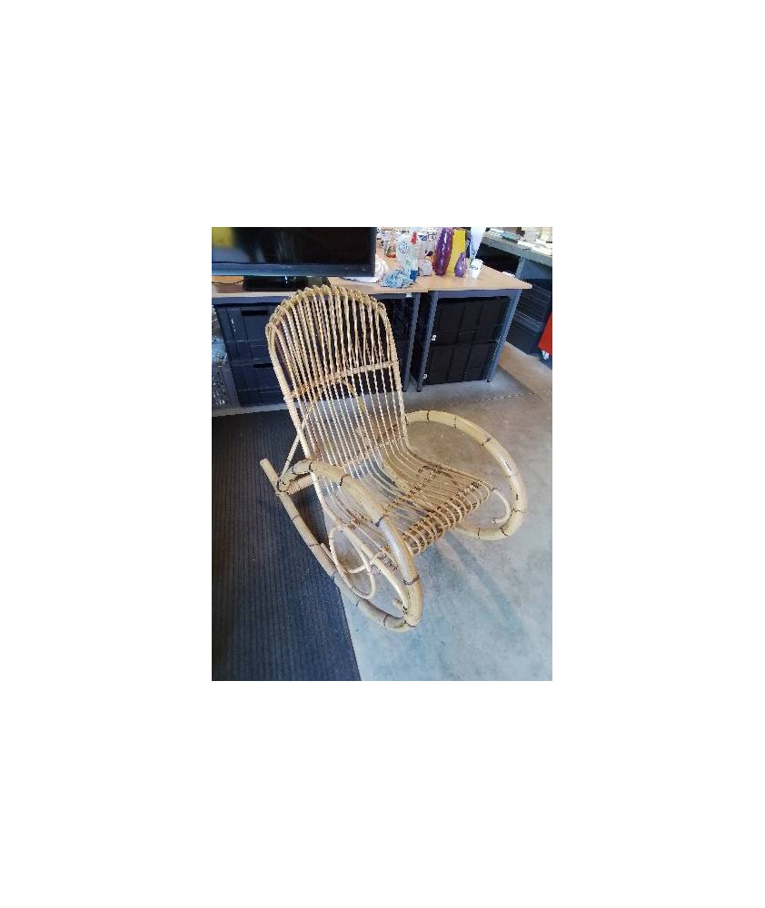 ROCKING CHAIR ROTIN ET VANNERIE ANNÉES 60