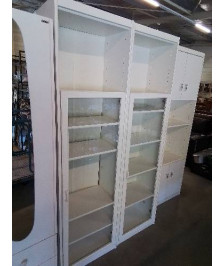 BIBLIOTHÈQUE VITRÉE 1 PORTE 1 NICHE BOIS ÉCRU 