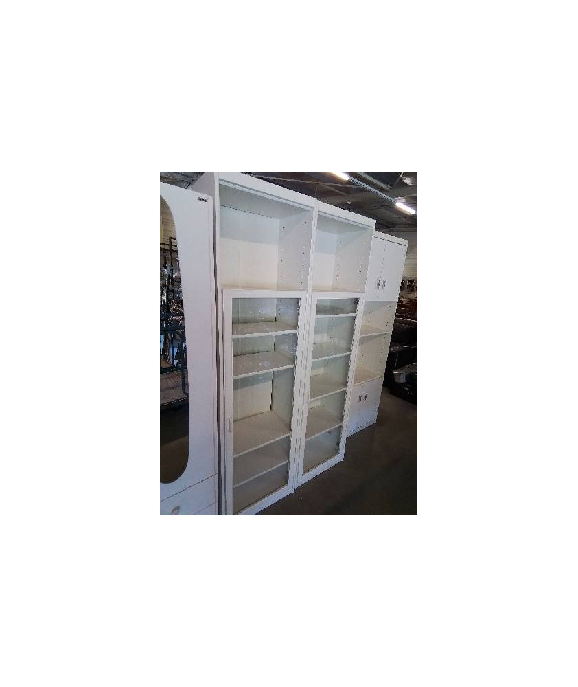 BIBLIOTHÈQUE VITRÉE 1 PORTE 1 NICHE BOIS ÉCRU 