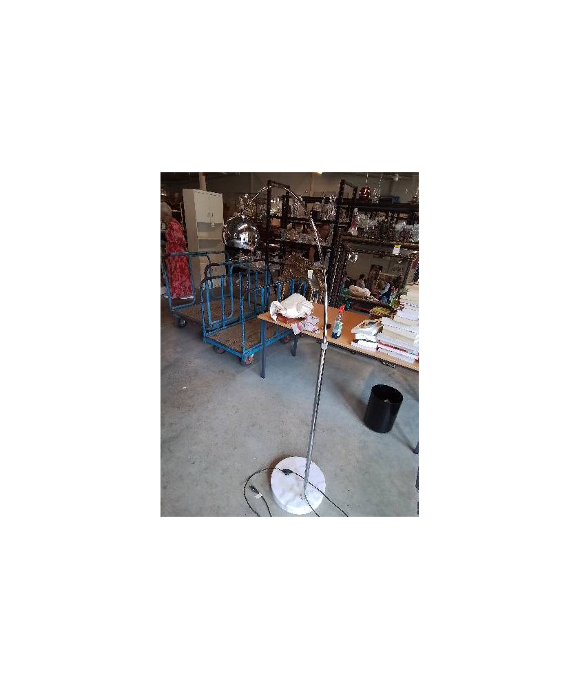 LAMPADAIRE ARC MÉTAL CHROMÉ SOCLE MARBRE BLANC