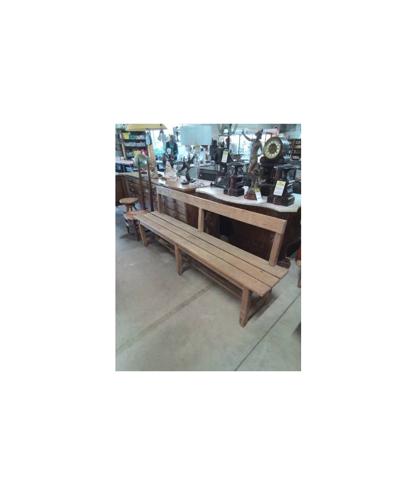 BANC BOIS A ENTRETOISE ET DOSSIER DÉBUT XXE 200CM