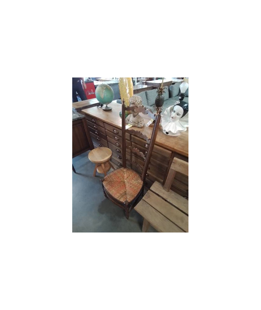 CHAISE DE NOURRICE BOIS PAILLE BICOLORE DOSSIER A TOUPIES 