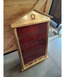 VITRINE MURALE BOIS DORÉ A DEMI COLONNES STYLE EMPIRE 