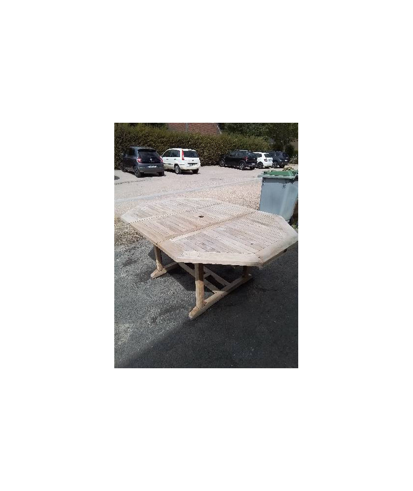 TABLE DE JARDIN OCTOGONAL EXTENSIBLE TECK