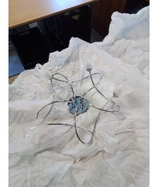 PLAFONNIER MÉTAL CHROMÉ ET VERRE 5 FEUX