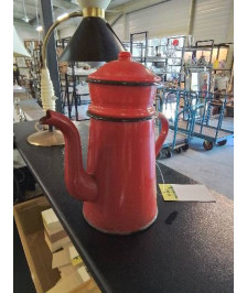 CAFETIÈRE TOLE ÉMAILLÉE ROUGE ANNÉES 50