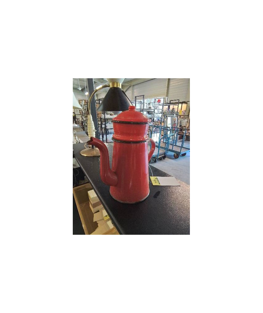 CAFETIÈRE TOLE ÉMAILLÉE ROUGE ANNÉES 50