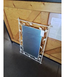 MIROIR RECTANGULAIRE MÉTAL ÉCRU AU FEUILLES 