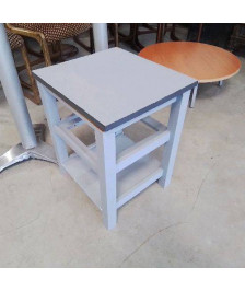 TABOURET CARRÉ PEINT GRIS