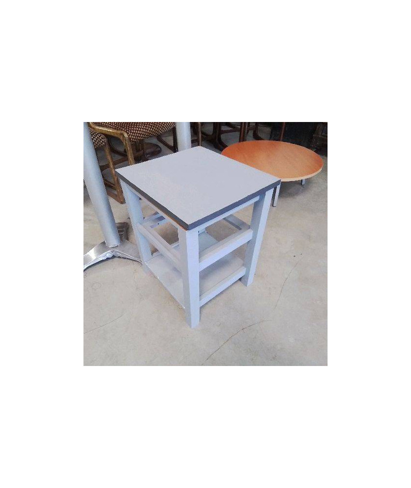 TABOURET CARRÉ PEINT GRIS