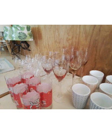 LOT DE 6 VERRE SUR PIED VERRE TINTÉ