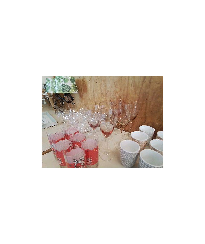 LOT DE 6 VERRE SUR PIED VERRE TINTÉ