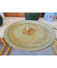PLATEAU ROND EN TAULE MOTIF FLORAL 