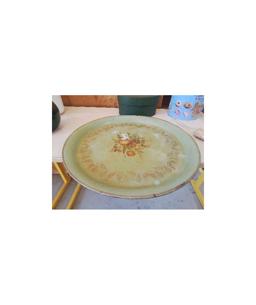 PLATEAU ROND EN TAULE MOTIF FLORAL 