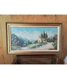 TABLEAU ’ L’EGLISE AU MILIEU DES MONTAGNES’