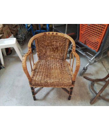 FAUTEUIL ROTIN ET NOYER 