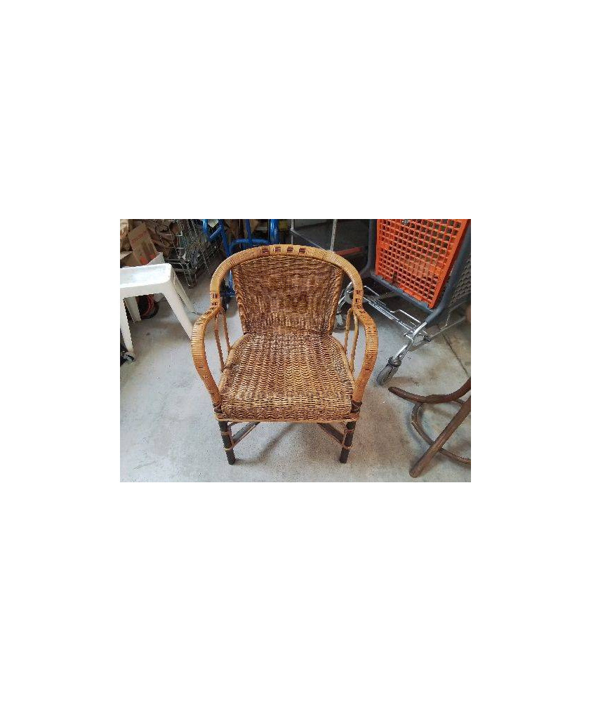 FAUTEUIL ROTIN ET NOYER 