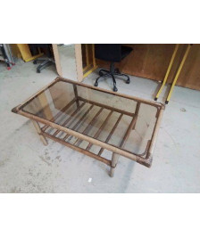 TABLE BASSE BAMBOU PLATEAU EN VERRE 