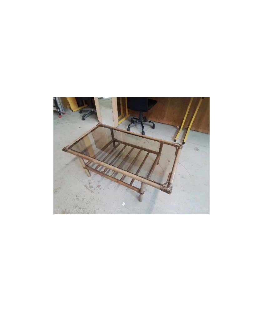 TABLE BASSE BAMBOU PLATEAU EN VERRE 