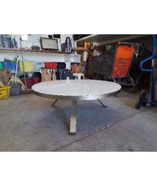 TABLE BASSE RONDE CONTEMPORAINNE PLATEAU BLANC EN VERRE 