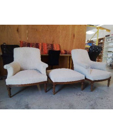 FAUTEUIL GRIS STYLE NAPOLEON III 