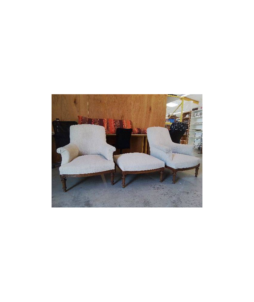 FAUTEUIL GRIS STYLE NAPOLEON III 