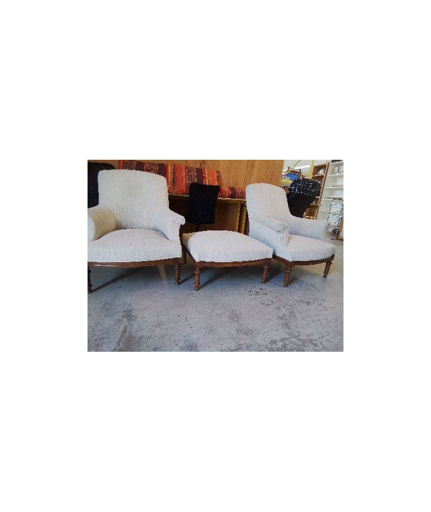 POUF GRIS STYLE NAPOLEON III 