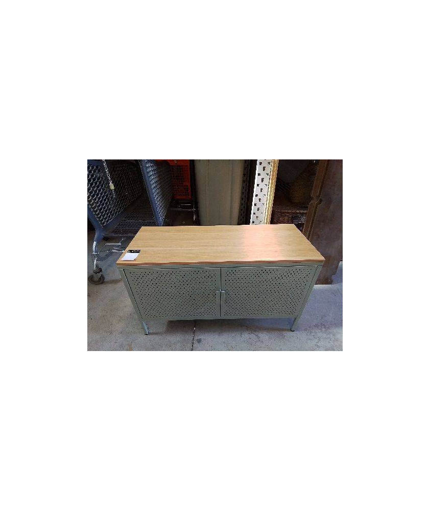 PETIT BUFFET METALIQUE VERT SAUGE ET BOIS REF OVIBJ626540-HJ