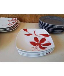 LOT DE 5 ASSIETTES CARRÉ MOTIF FLORAL 