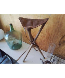 TABOURET BOIS ET CUIR 